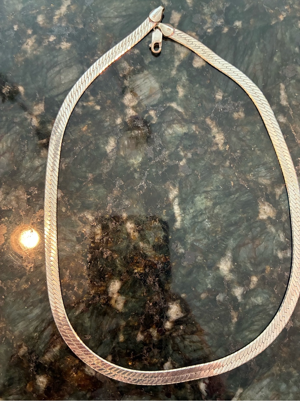 Italian Sterling Silver Herringbone Necklace - Silver